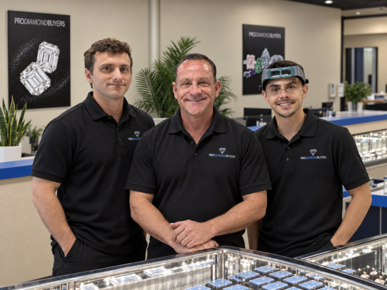 Pro Diamond Buyers gemological team in Folsom California with Mark Tanzi, Boston and Miles